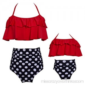 Arielno Mommy and Daughter Two Pieces Swimwear Bikini Sets Women Girls Bathing Suit Red B07MCM6DH3